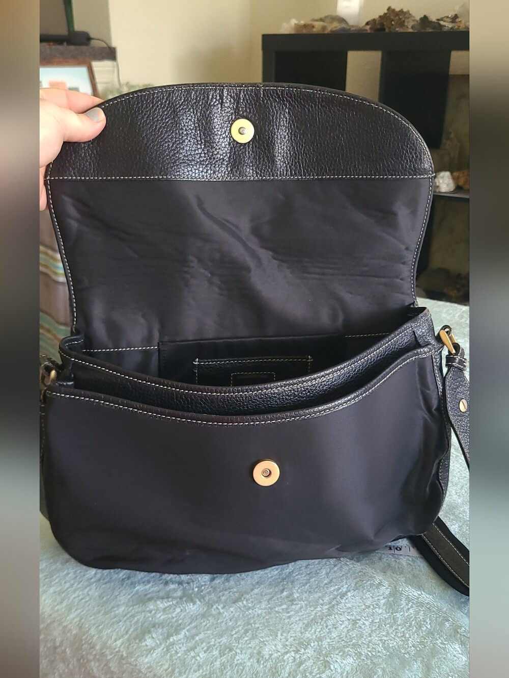 Bally U Collection Black Crossbody Shoulder Bag with Gold Accents - Picture 13 of 15